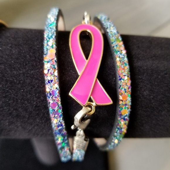 Breast Cancer Iridescent Wrap Bracelet - Picture 2 of 3